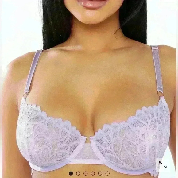 savage x fenty 32A not sorry unlined lace balconette bra purple lavender NWT - Picture 8 of 11